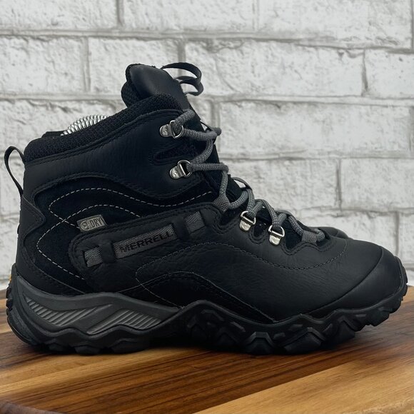 Merrell Dry Select Womens Sz. 7 Black Leather Vibram Hiking Ankle Boots J32090 - Picture 4 of 11